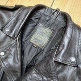 Leather biker jacket with fringe (S/M)