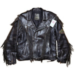 Leather biker jacket with fringe (S/M)