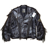 Leather biker jacket with fringe (S/M)