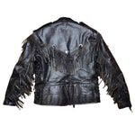 Leather biker jacket with fringe (S/M)