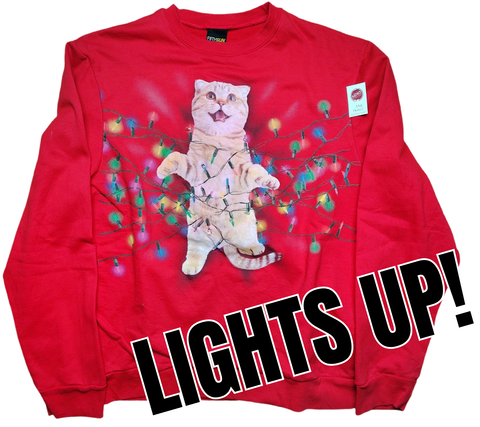 CATmas sweatshirt, LIGHTS UP! (L)
