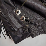 Biker fringe leather jacket | M