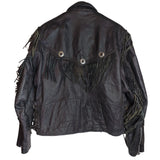 Biker fringe leather jacket | M