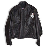 Biker fringe leather jacket | M